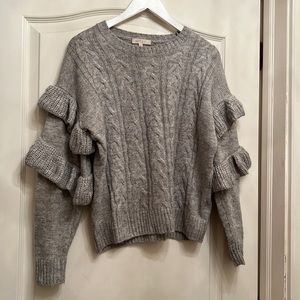WAYF gray ruffle sweater